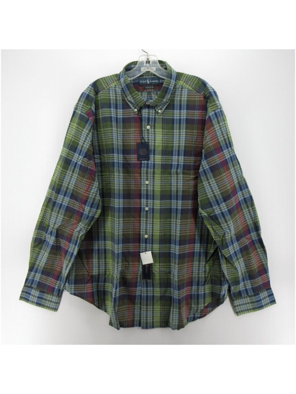 Ralph Lauren Shirt XXL Bleeding Madras Plaid Classic Fit Button Down